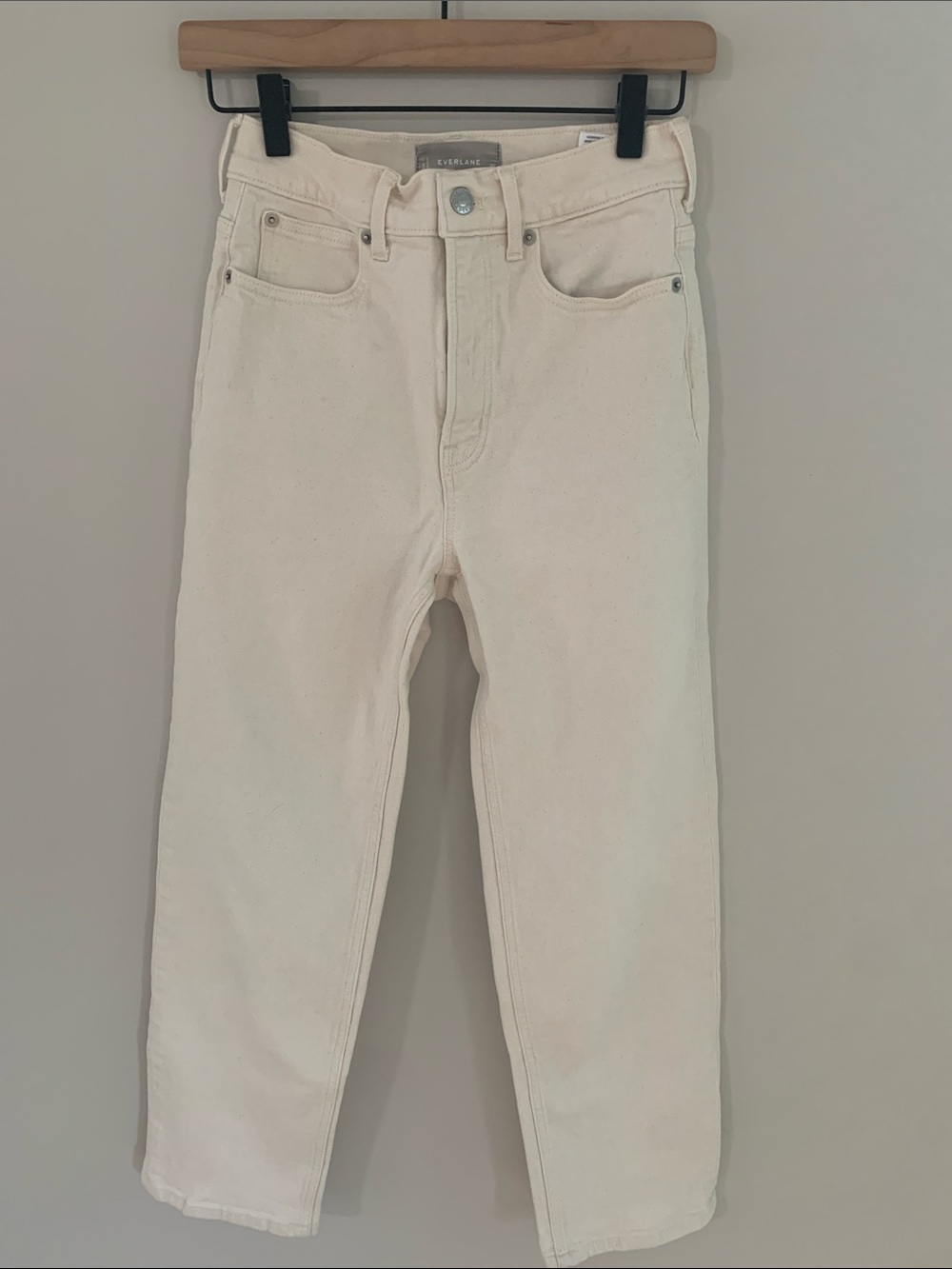 Everlane The Way High Jean Cream Size 26 Straight Leg Organic Cotton